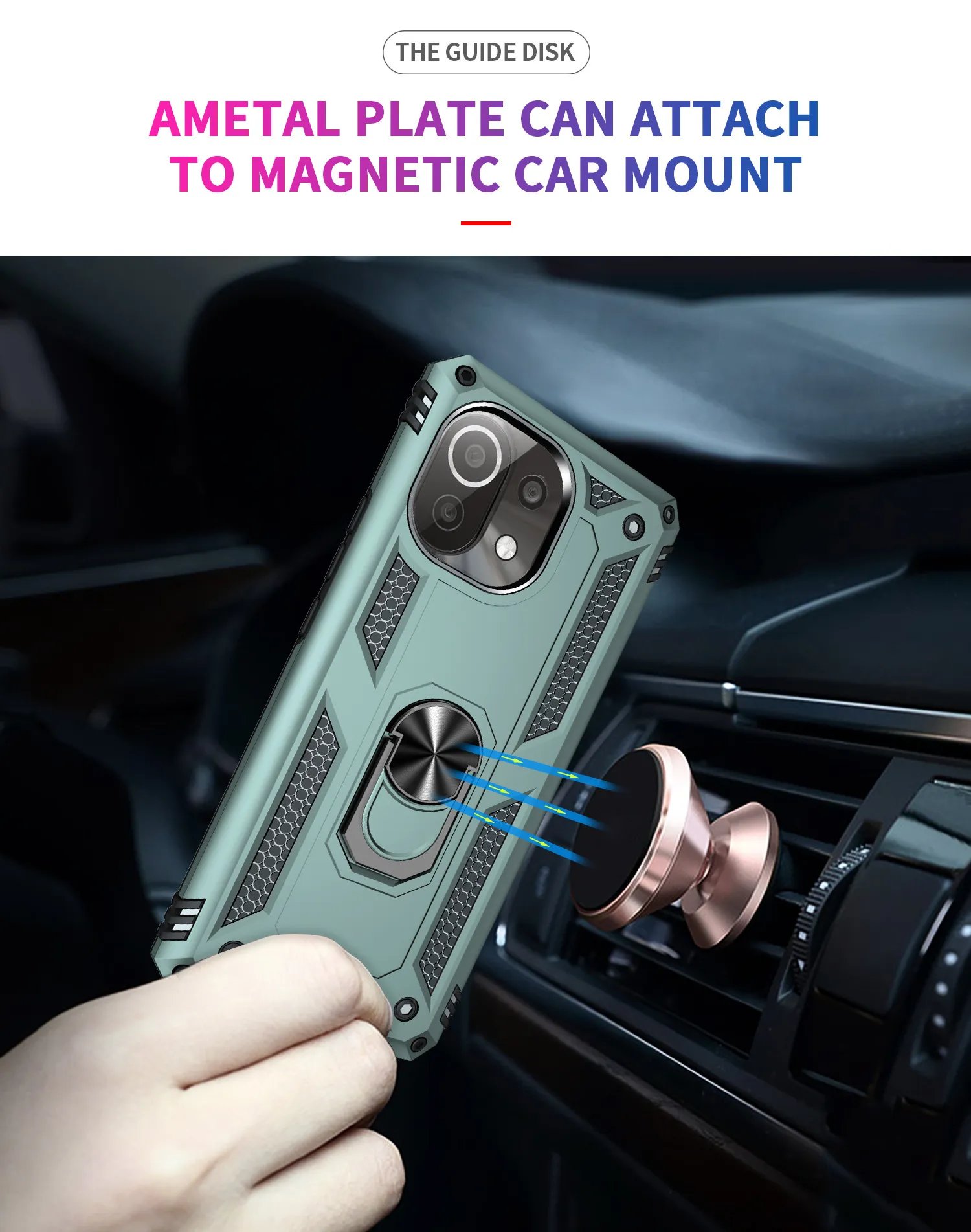 Xiaomi Mi 11i 11 10t Lite 10 Ultra Ring Bracket Cover Redmi Note 10 9 Pro 10s 9t 9Sアーマーの車の磁気ホルダーケース