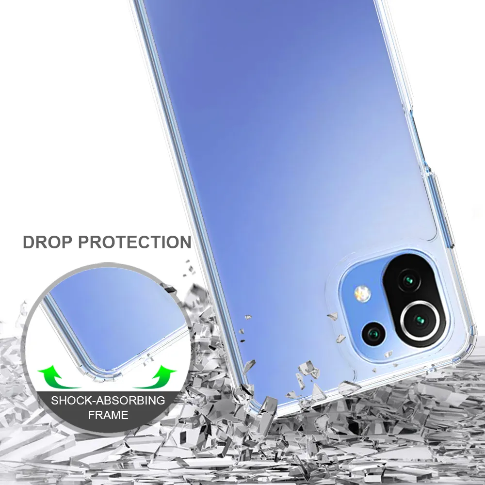 Anti-Scratch Przezroczysty kryształ akrylowy Wstrząsy na wstrząsy dla Xiaomi MI 11 Lite MI 11 11i 5g TPU Hard Plastic Back Cover
