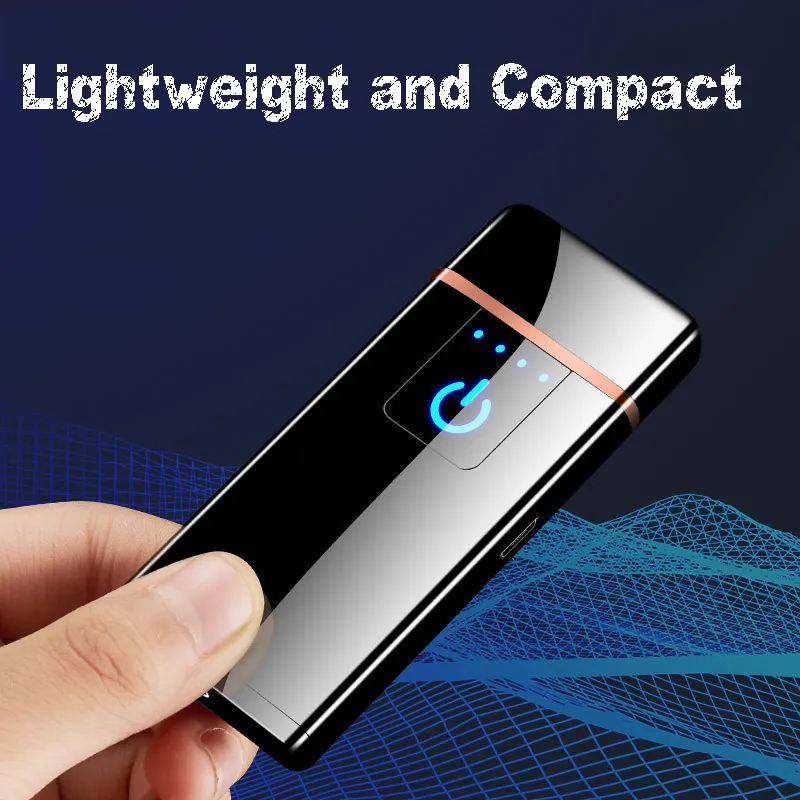 Ultra-Thin USB Lighter Charging Touch Screen Sensor Lighter Windproof Flameless Lightweight Cigarette Cigar Lighter