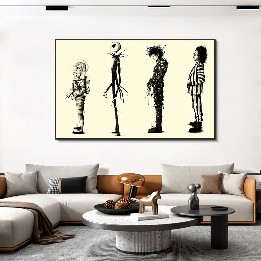 Edward-SCISSorhands Movie Poster Canvas Målning Heminredning Tim-Burton Movie Pictures Canvas Print Wall Art Decor Hogar Moderno