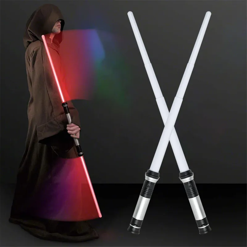 Laser Lightsaber 2 In 1 Retractable Darth Vaders Sword Cosplay Double Light Saber Sword Toys With Sound Jedi Laser Sword 220808