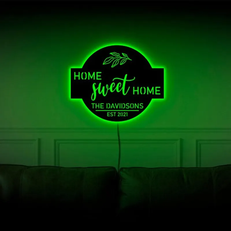 Home Sweet Home LED-USB-Nachtlicht, personalisierbar, mit Namen und Datum, Neon-Wandlampe für Zuhause, Wohnzimmer, Dekoration, Fernbedienung 220623