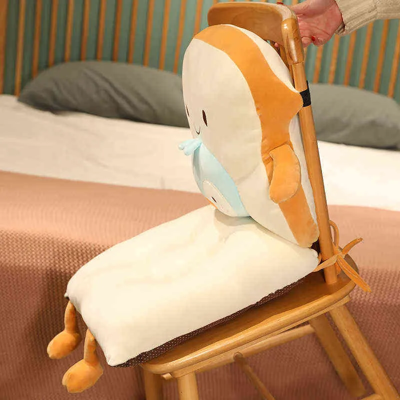 CM Cartoon Toast Bread Siamese Pillow Plush Toy fylld Soft Bear Pig Fruit Dolls for Home Chair Decor Gift J220704