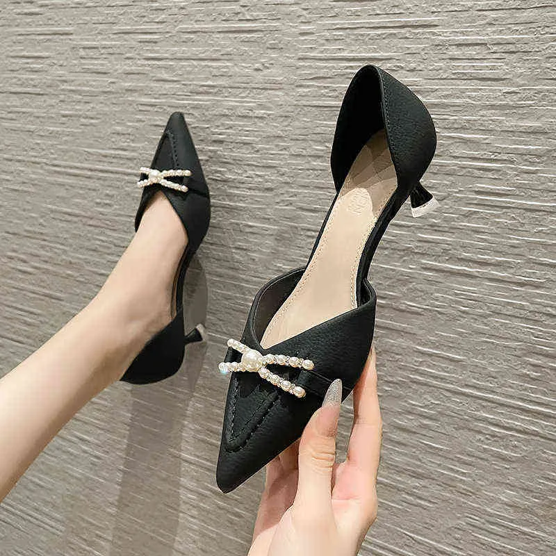 Heels Sandals Fashion Pumps Shoes Women Rhinestone Butterfly-knot Pointed Toe Slides Female Casual Outdoor Pumps G220527