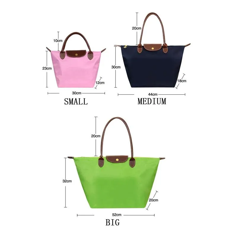 Kvällspåsar kvinnor vattentät axelväska handväska nylon vikande strand designer kvinnlig rese shopping tote bolsa sac feminina253w