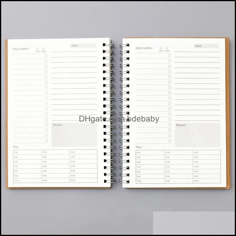 Manual time planning notebook agenda journal daily week month planner 32K kraft paper cover work efficiency weekly and monthly book
