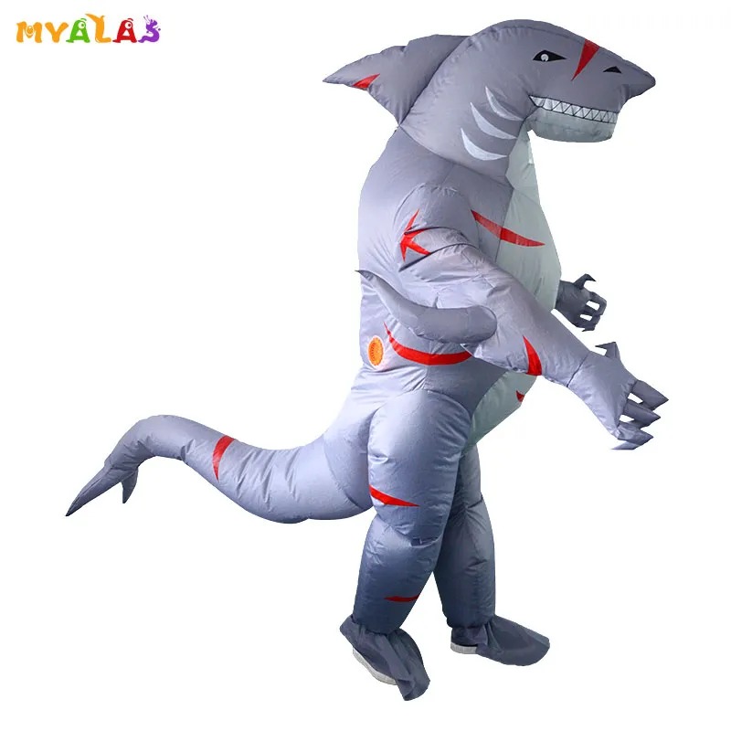 Mascotte Doll Kostuum Purim Opblaasbare Alien Shark Kostuums Cartoon Mannen Blow Up Fancy Dress Jumpsuit Holiday Carnaval Party Funny Party Adult