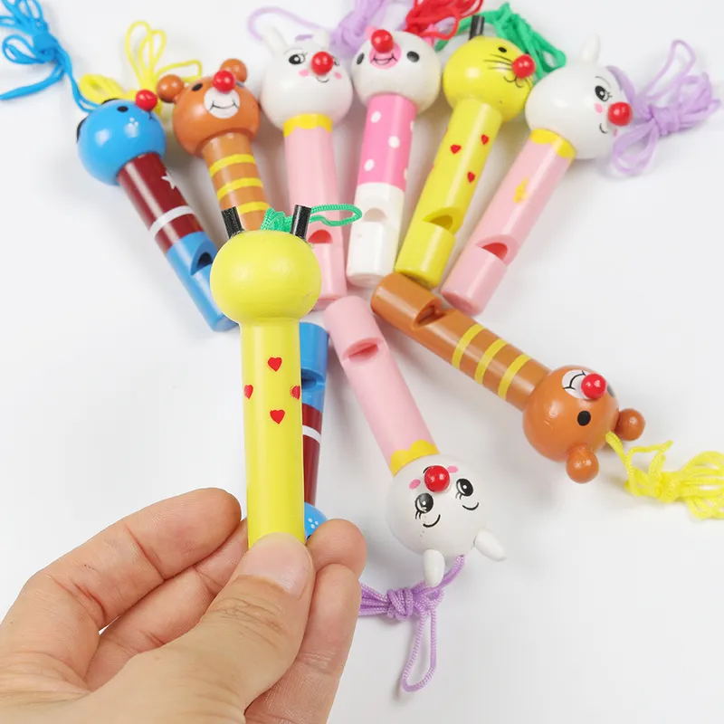 10 pezzi simpatici fischietti in legno multicolore bambini bomboniere feste di compleanno decorazione Baby Shower Noice Maker giocattoli borse regalo Pinata regali 220429