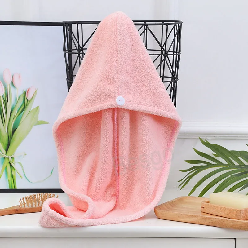 Coral Fleece Quick Dry Hair Cap Microfiber Shower Caps Solid Color Hat Style Quick-dry Towel Super Absorbent Hair Bath Hats BH6490 TYJ