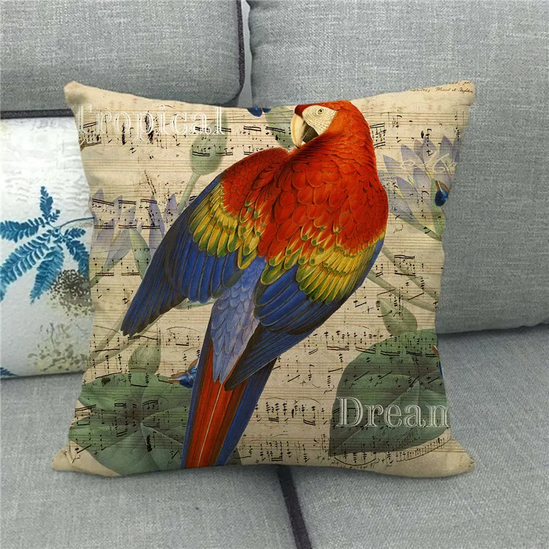 Taie d'oreiller Belle oiseau oreillers couverture coussin coloré ferme el décoratif jeter taie d'oreiller lin créatif décor à la maison 220714