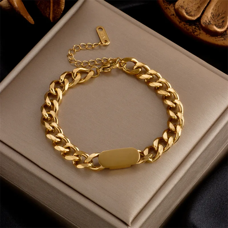 Dieyuro 316l aço inoxidável link de moda link pulseira pulseira para mulheres requintadas bracelete de cor de ouro do presente de joalheria 220808