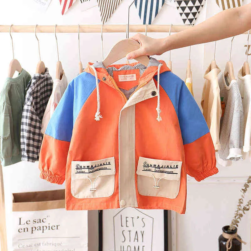 2022 New Spring Autumn Boys Jackets Fashion Stitching for Children Sweatshirt Cute 2-8 Year Begining Windbreaker J220718