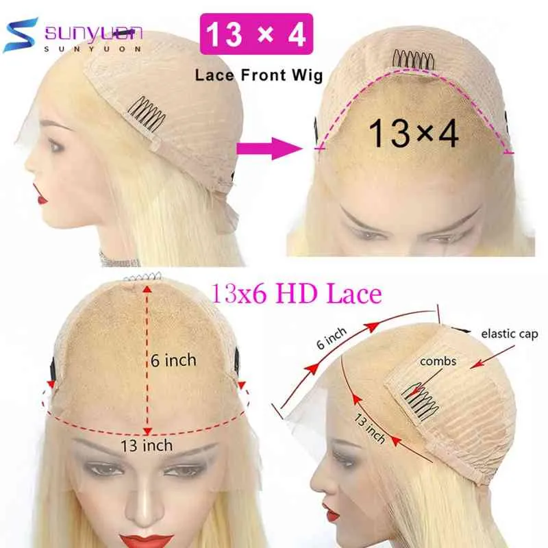 Honey Blonde Wave 613 HD przezroczystość przednich głębokich, kręconych mokrej i falistej 13x4 koronkowych przednich ludzkich peruk włosów 20105i