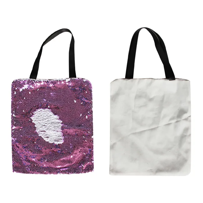 Sublimation female Blank Magical single-shoulder Sequins tote bag For heat transfer Printing DIY Sequin shopping bags