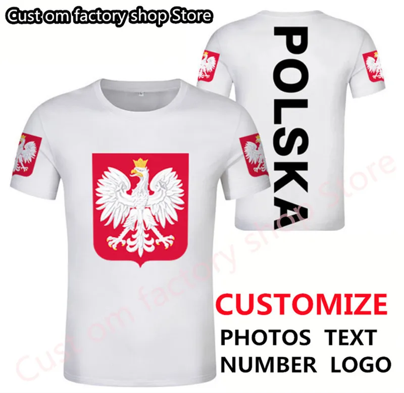 Polonya T Shirt DIY Ücretsiz Özel İsim Numarası Yaz Modaya Modaya Gizli Kısa Kol Tişört