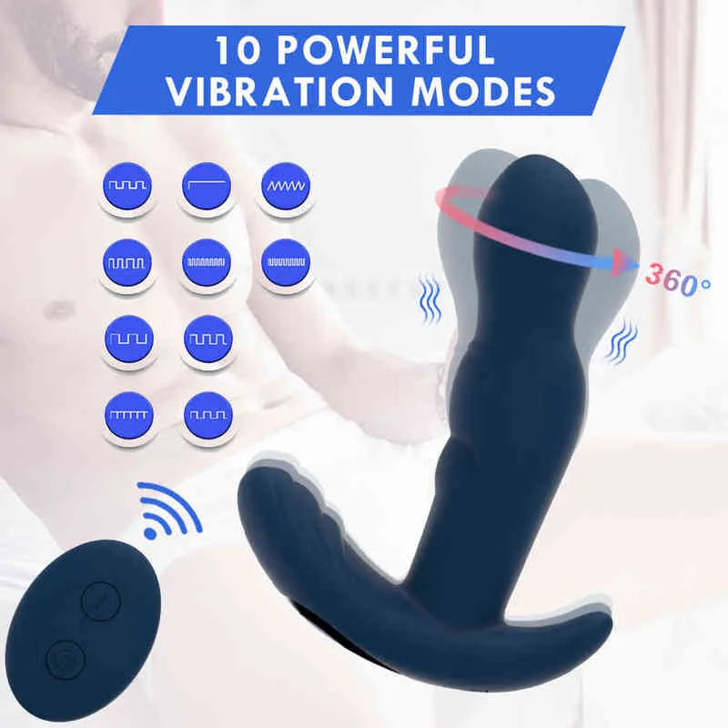 NXY Anal Toys 360 -градусный массажер простаты вращающийся вибратор Vibrator Diem Diem Dete Vibrative Buttplug Dildo Sex для взрослых 220506