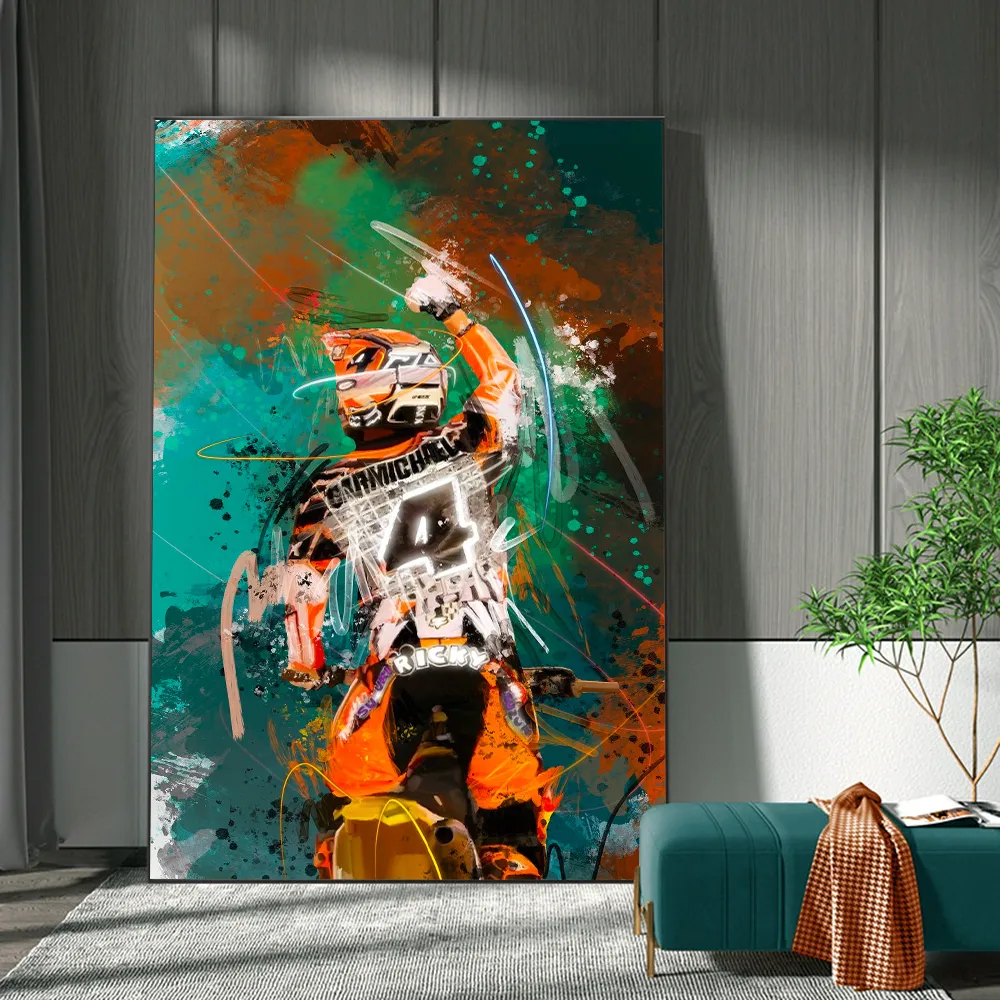 Waterverf motorracing racer poster en print muur canvas abstract sport portret schilderij voor woonkamer huisdecoratie