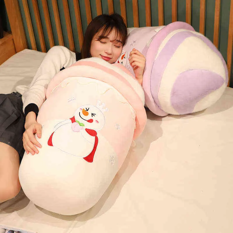 Cute Ice Plush Toys Soft Filled Apple Pink Strawberry Grape Lemon Taste Cuddle Pillow Balls Bubble Tea Cup J220704