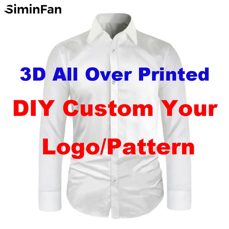 Custom 3D Printed Mens Casual Shirts Blouses Male Clothes Spring Autumn Long Sleeve Cuban Collar Shirt Wholesale Drop 220704