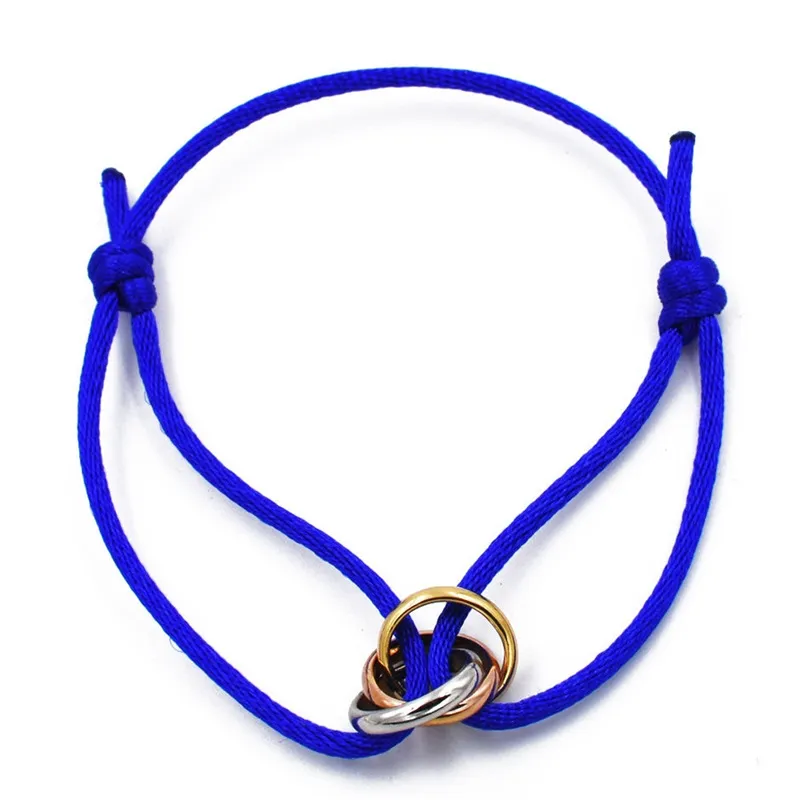 Stainless Steel Trinity Ring String Charm Bracelet Three Rings Hand Strap Couple Bracelets For Women Men Fashion Designer Jewelry 233j