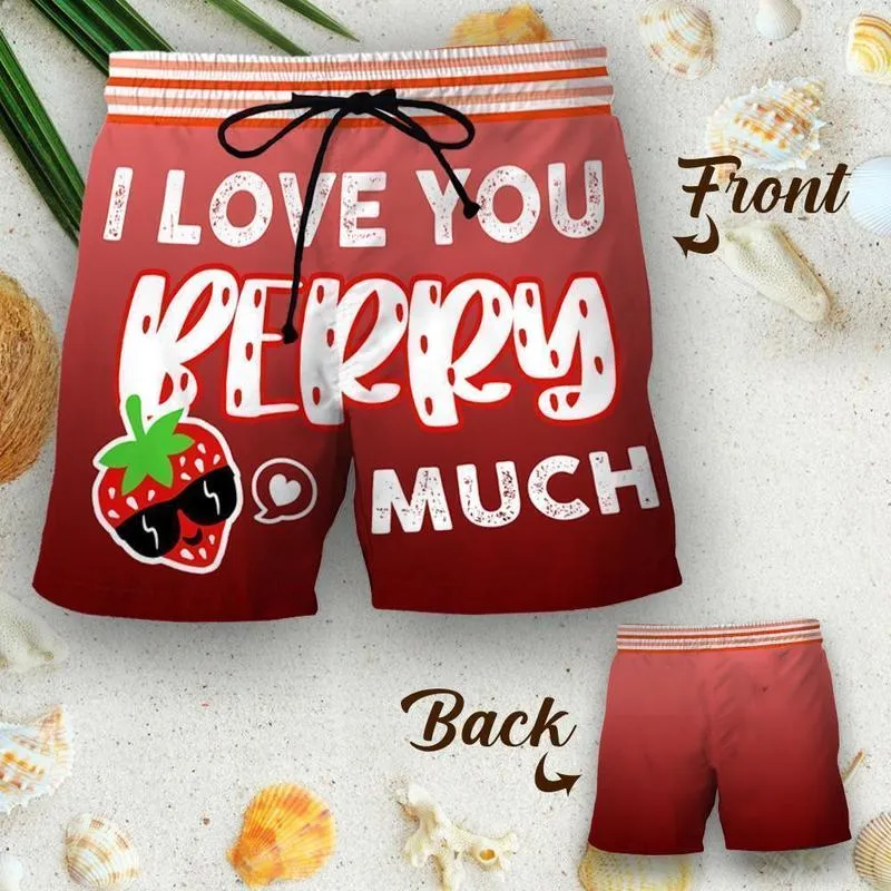 Para pasują I Love You Berry Dużo krótkie krótkie krótkie krótkie krótkie szorty Mężczyźni Kobiet moda na parę stroju na plażę W220617