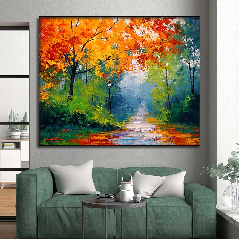 Abstract Autumn Leaves Oil Painting Canvas Posters Wall Art Print Modern Painting Nordic Kid Bedroom Decoration Picture (3)