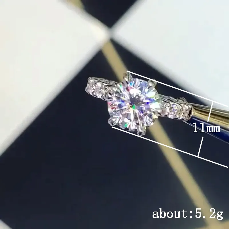 Moda exclusiva anel de luxo redondo jóias brilhantes 925 prata esterlina completa topázio de zircão cz de diamante feminino de casamento anéis de dedo no noivado de noiva SZ6-10