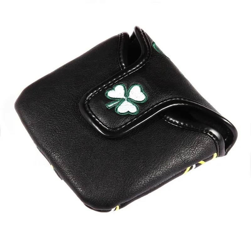 Schwarze PU-Leder-Golfschläger-Schlägerhaube mit Magnetverschluss, quadratisch, große Mallet-Putter-Abdeckungen 0704