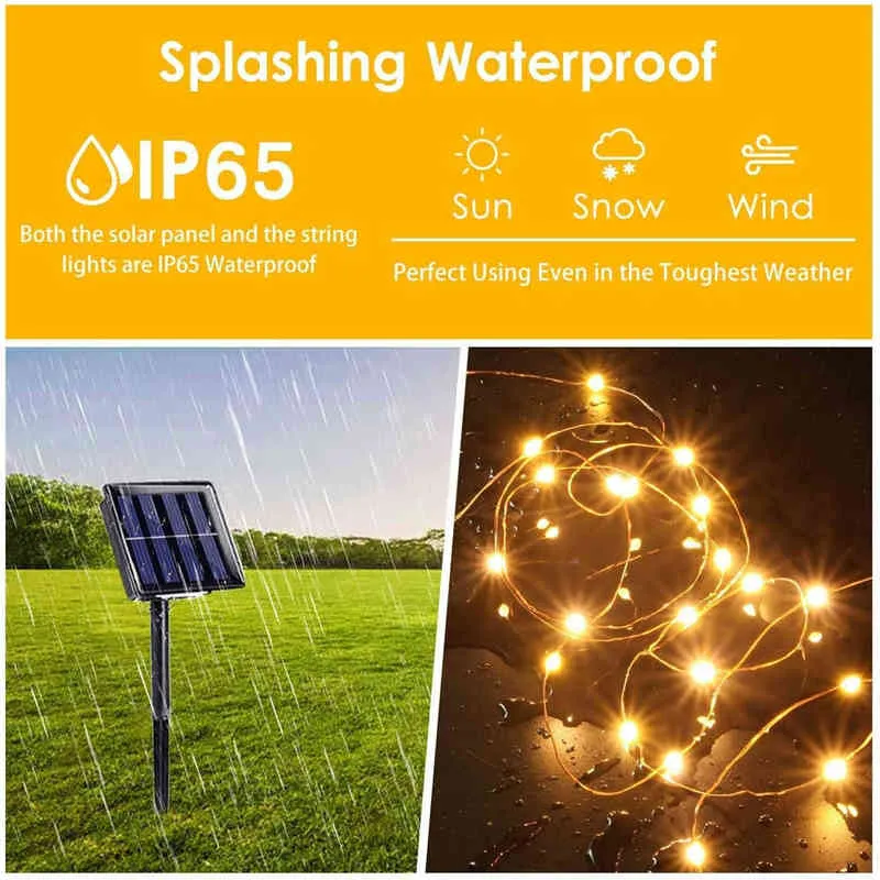 Led Outdoor Solar Lichterketten MMM Solar Lampe Für Fee Urlaub Weihnachten Party girlande Beleuchtung Ir Dimmbar J220531