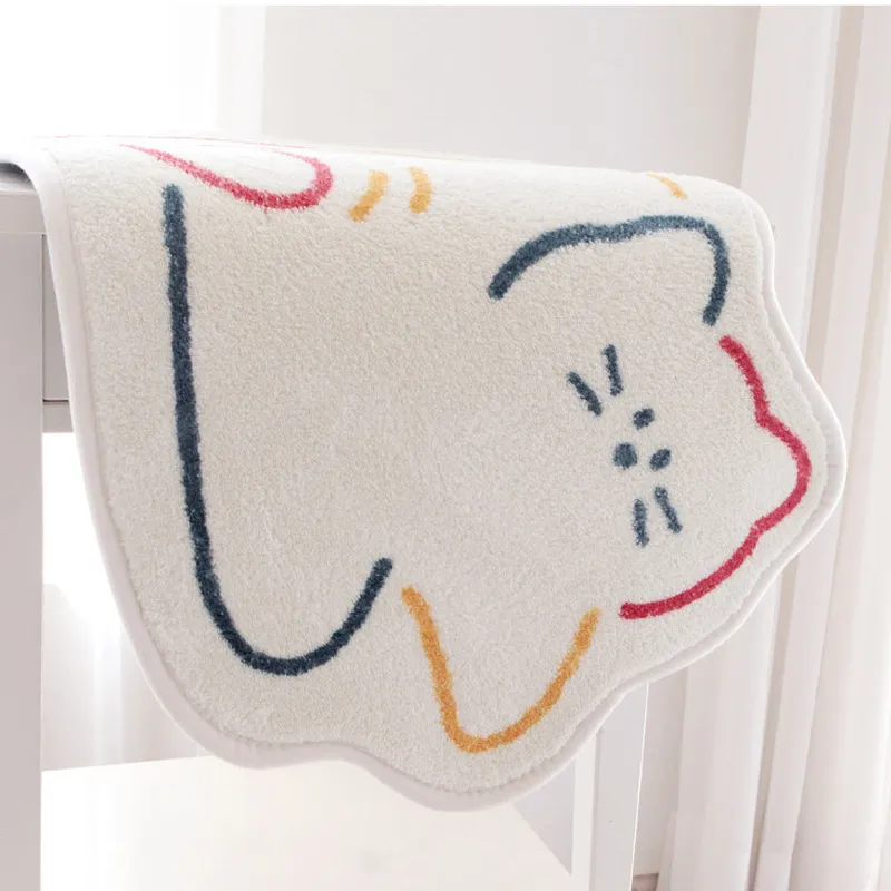 Leuke katten tapijt in de slaapkamer, harige mat, beer hond wit slaapkamer tapijt, tapijt voor kwekerij, mat voor kinderen, schattige kamer decor