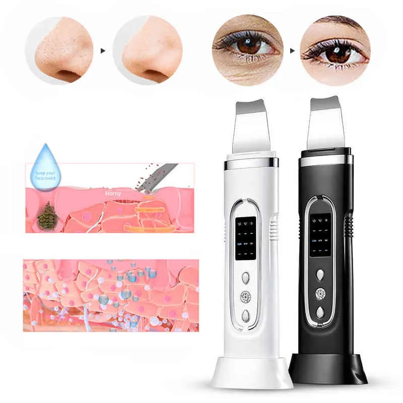 Face Care Devices Steamerultrasonic Skin Scrubber Replacement Ems Pulse Micro Peeling Shovel Pore Deep Cleaning Blackhead Remover Lifting 220225