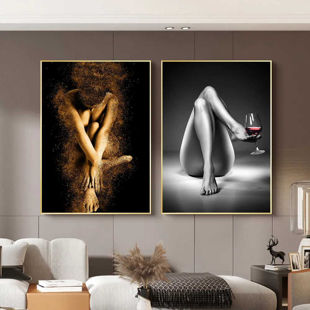 Mordern Sexy Nude Women Wall Art Canvas Prints Posters Paintings Naked Lady Portrait Picture for Living Room Home Decor No Frame