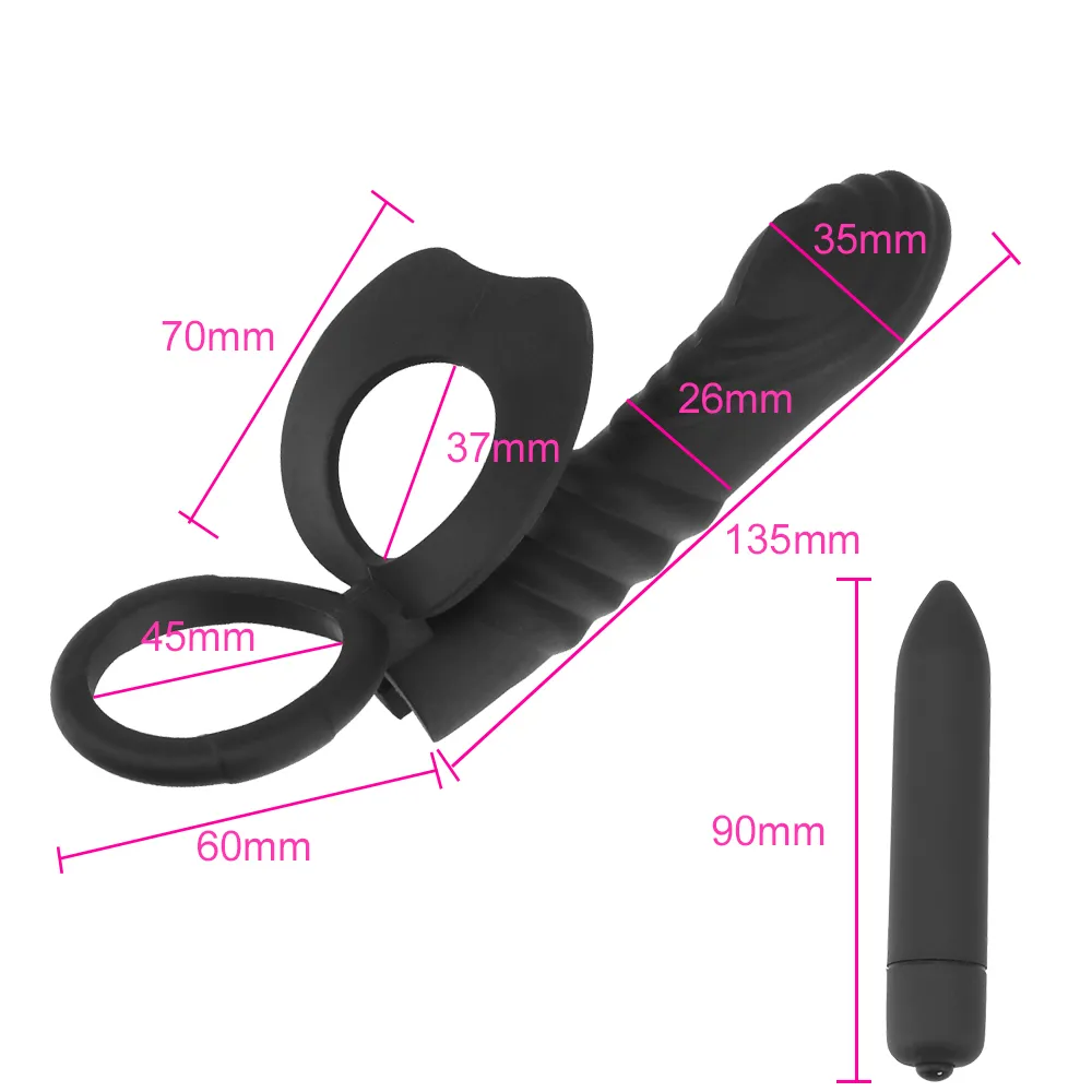 10 Frequency Strap On Dick Penis Stimulator Massager Double Penetration Anal Plug Dildo Butt Vibrator sexy Toys For Couples