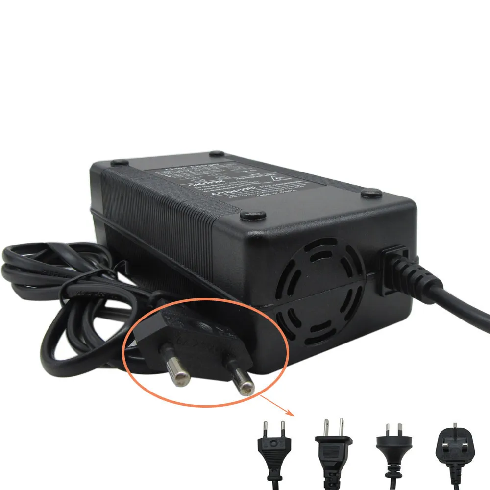 36v 5a lítio elétrico e bicicleta carregador de bateria 42v 36 volts 10s ebike scooter bicicleta li ion carregador com ventilador dc conector5132934