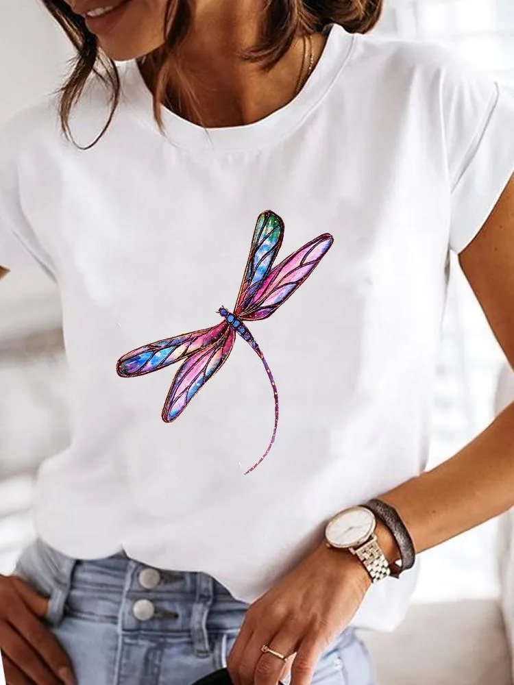 Short Sleeve Fashion Female Graphic Tee Women Print Dandelion Dragonfly 90s Summer Casual Clothes Ladies T Clothing Tshirts 220526