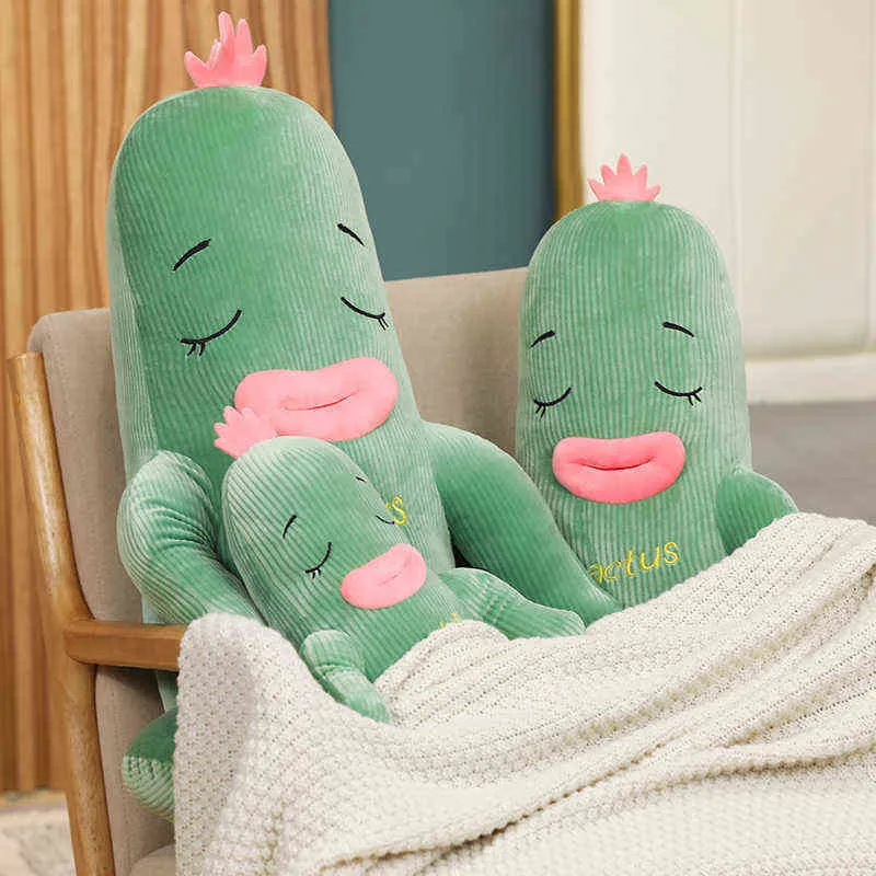 Pc Cm Drôle Big Mouth Cactus Hugs Plantes Créatives Coussin En Peluche Poupées Douces pour Enfants Garçons Filles Cadeaux De Noël J220704