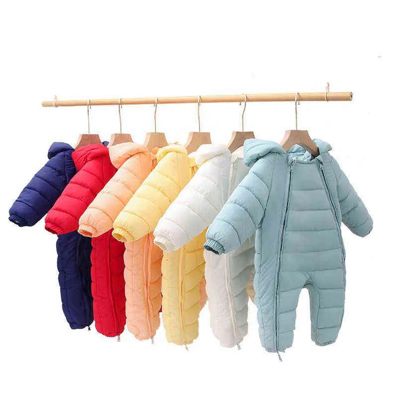 Новорожденный ребенок зимний пиджак ссоры с капюшоном плюс бархатный теплый комбинезон