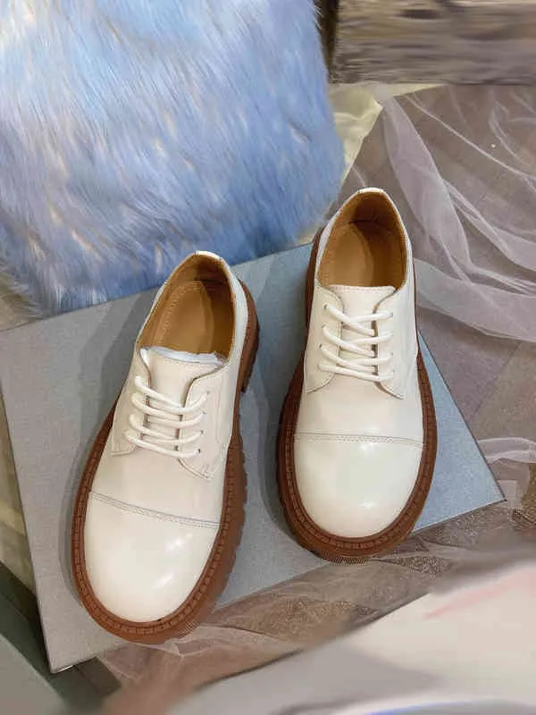 Geklede schoenen Leren damesschoenen Platform met medium hak, luxe diner-kantoor-woon-werkschoenen met ronde neus 220723