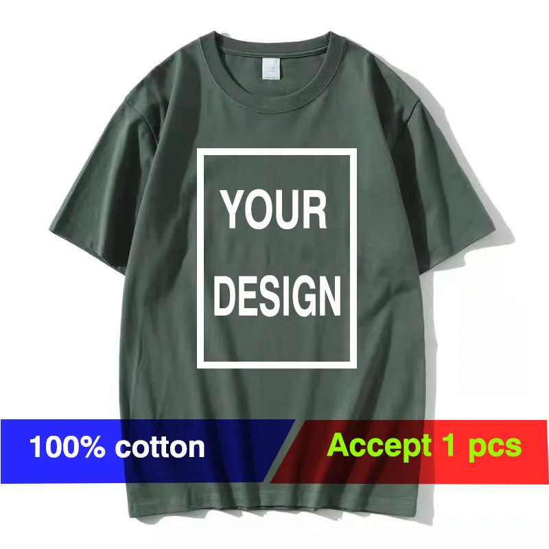 100 Naturalna bawełniana niestandardowa koszulka DIY grafika lub tekst Dodaj swój projekt Tshirt Soft Wysoka jakość krótkiego rękawa Camisetas 220712