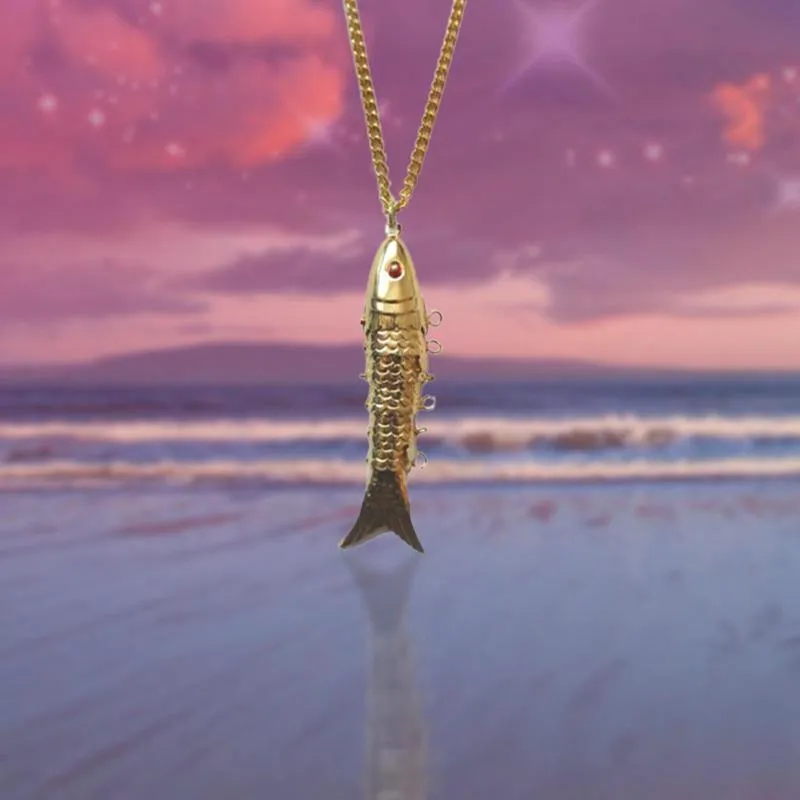 Pendant Necklaces Women Men Biker Jewelry Accessories Statement Necklace Vintage Classic Metal Gold Articulated Fish NecklacePenda266A