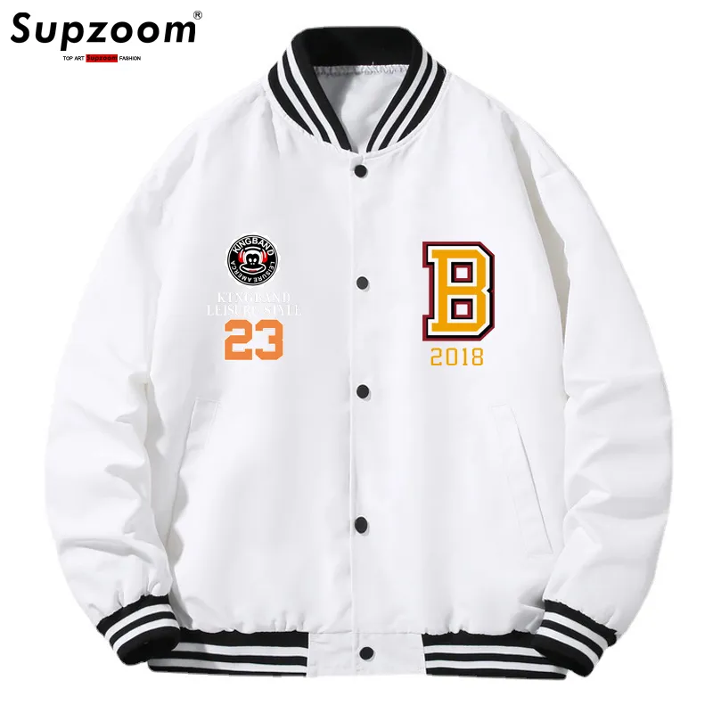 Supzoom Arrival Letter Rib Sleeve Top Fashion Single Breasted Casual Bomber Baseball Jacket Loose Cardigan Coat 220816