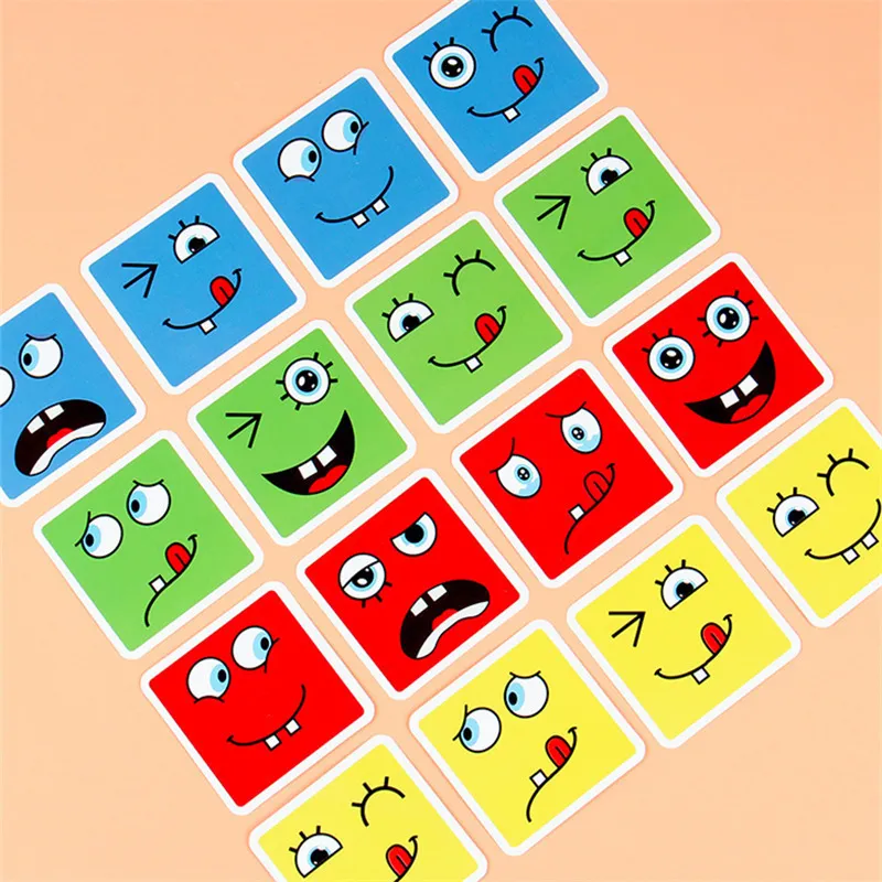 Dzieciowe zabawki edukacyjne Zmiana emocji Zmiana Bloki Wyrażenia Puzzle Dzieci kostki gry stołowe Wczesna nauka Edukacja Montessori 220706