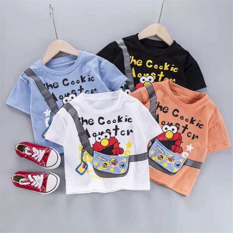Yaz Çocuk Giysileri Erkek Bebek karikatür O-Boyun T Gömlek kot Şort 2 Adet / takım Bebek Kıyafet Çocuklar Moda Yürümeye Başlayan Eşofman 220507