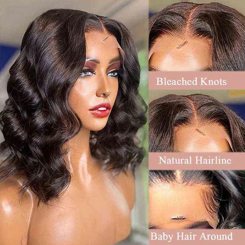 Nxy Hair Wigs Body Wave Lace Front Wig Short Bob for Women Human Natural Brazilian 100% Cheap Transparent Wigs 220609