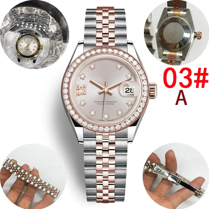 Klasyczny damski zegarek luksusowy 28 mm mechaniczny automatyczny wiertarka elektryczna ze stali nierdzewnej gwiazda z małym wiertłem