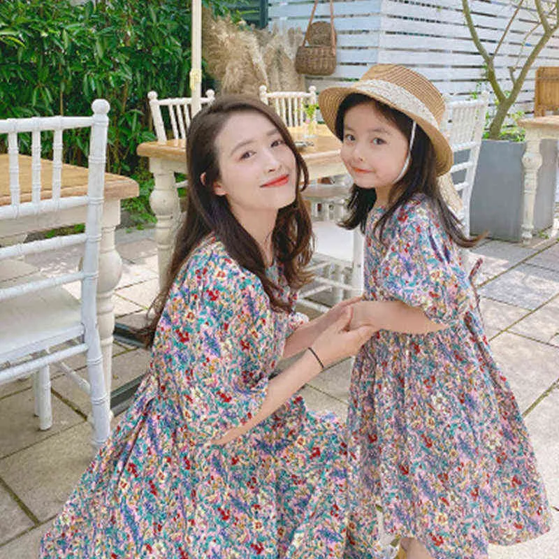 Vestidos florais para mãe e filha, vestido longo solto de verão, roupas combinando para a família, mulheres, meninas, vestido madre e hija