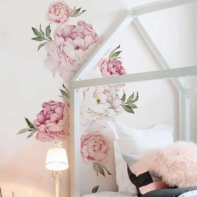 Vinyle Stickers Muraux Fleurs Salon Décoration Pivoine Autocollant Pour Stickers Muraux Pour Enfants Chambres Fleur De Vie Wall Sticker 220510