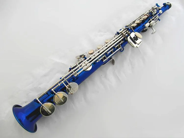 Высококачественная синяя Bflat Professional Soprano Saxophone Shell Goldplated Keys Professionalgrade Tone Sax Soprano Instrument5375721