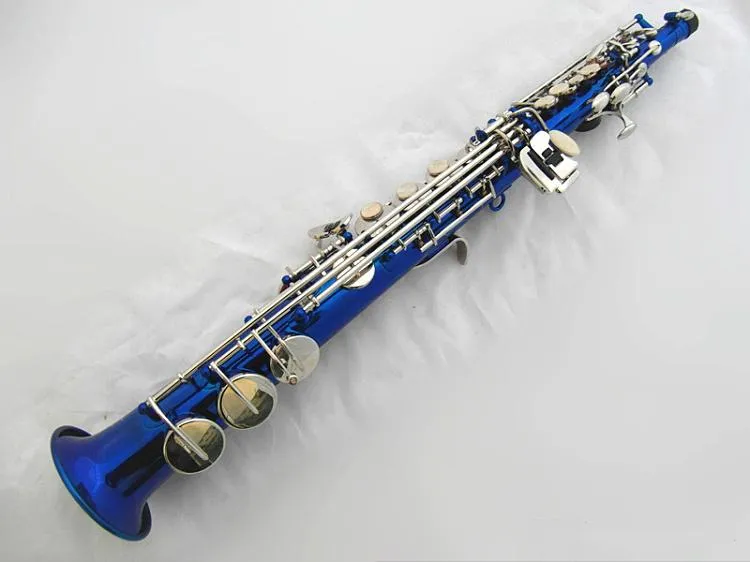 Yüksek kaliteli mavi B-flat profesyonel soprano saksafon kabuğu altın kaplama tuşlar profesyonel kalitede ton saksafon soprano enstrüman