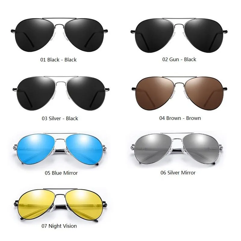 Solglasögon Klassiska polariserade män som kör pilot Sol Glasögon Brand Designer Male Vintage Black for Man Women UV400229H